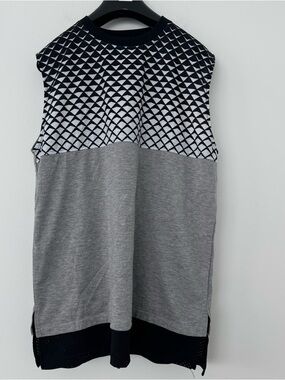 Imperious IMP Geometric Tank Top Mens L Grey Black Colorblock Layered Zip Shirt